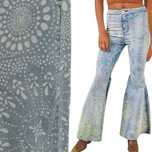 Just Float On Printed Flare Jeans